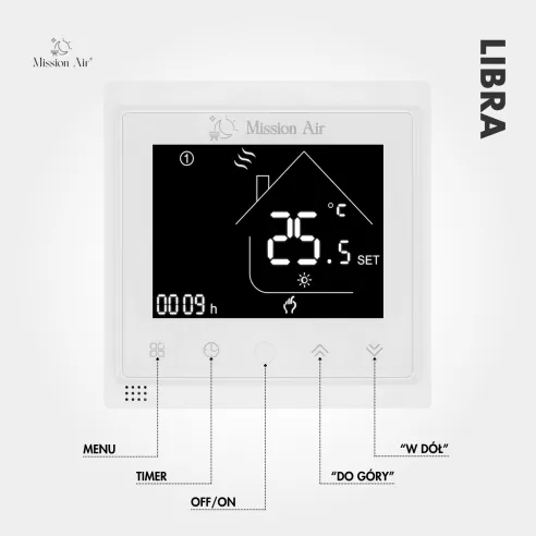 Termostat pokojowy LIBRA WiFi biały – ekran LCD
