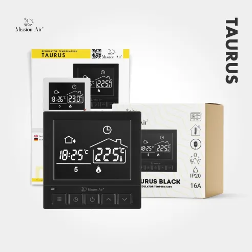 Zestaw regulator temperatury TAURUS czarny z akcesoriami