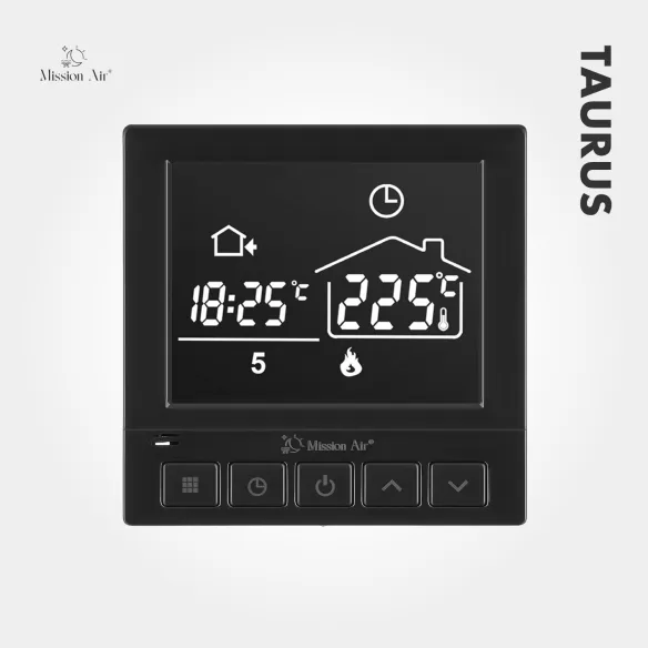 Regulator temperatury TAURUS czarny – widok z przodu