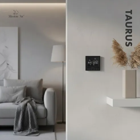 Regulator temperatury TAURUS czarny – montaż na ścianie