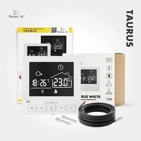 Zestaw regulator temperatury TAURUS biały z akcesoriami