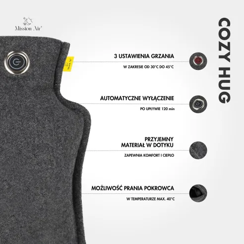 CozyHug 32 × 23 cm Heated Cushion | Electric, Grey