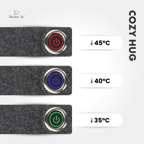 Poduszka grzewcza CozyHug 32×23 cm szara poziomy temperatury