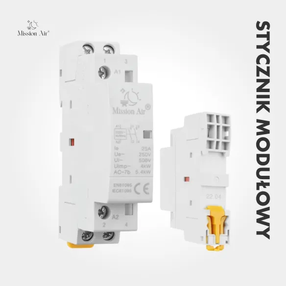 Stycznik modułowy 25A 2xNO perspektywa