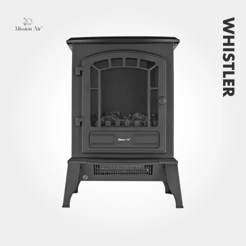 WHISTLER 2000 W Electric Fireplace | LED Flame Effect, Thermostat, Black