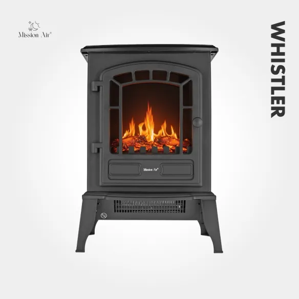 WHISTLER 2000 W Electric Fireplace | LED Flame Effect, Thermostat, Black
