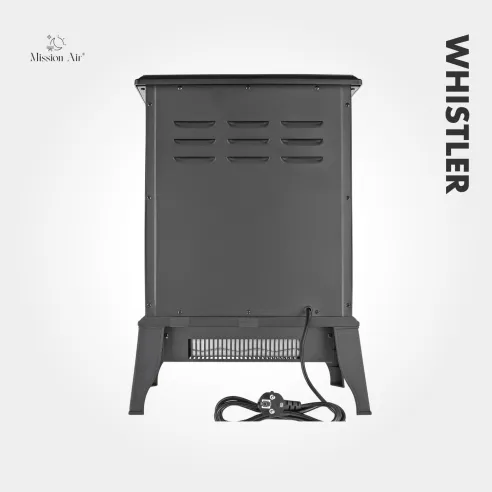 WHISTLER 2000 W Electric Fireplace | LED Flame Effect, Thermostat, Black
