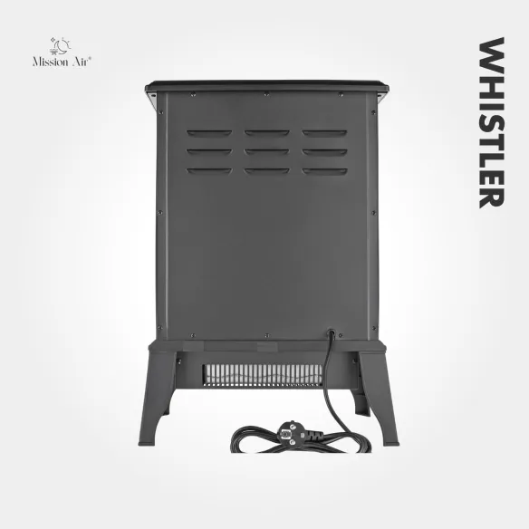 WHISTLER 2000 W Electric Fireplace | LED Flame Effect, Thermostat, Black