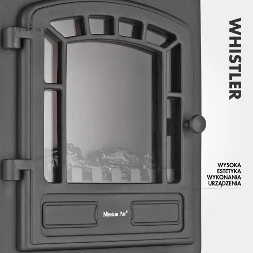 WHISTLER 2000 W Electric Fireplace | LED Flame Effect, Thermostat, Black