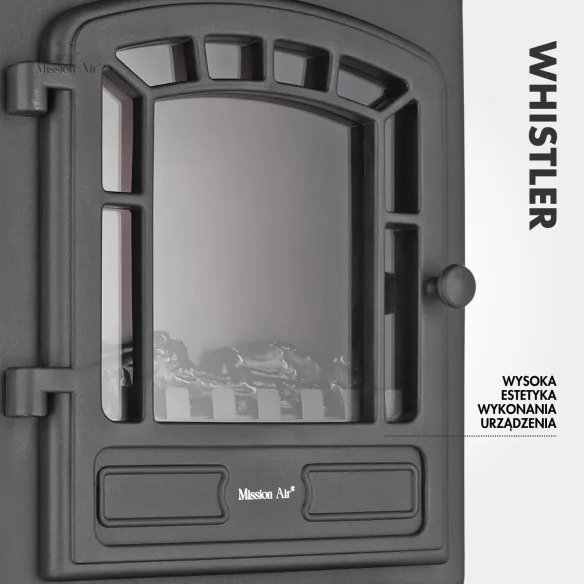 WHISTLER 2000 W Electric Fireplace | LED Flame Effect, Thermostat, Black