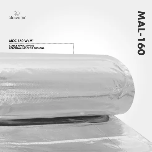 Mata grzewcza pod panele MAL-160 – widok boczny rolki