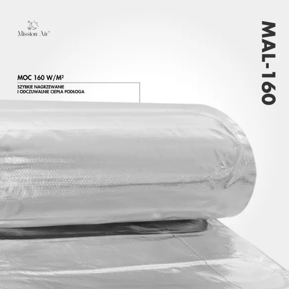 Mata grzewcza pod panele MAL-160 – widok boczny rolki