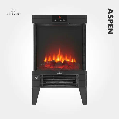ASPEN 2000 W Electric Fireplace | Flame Effect, Black