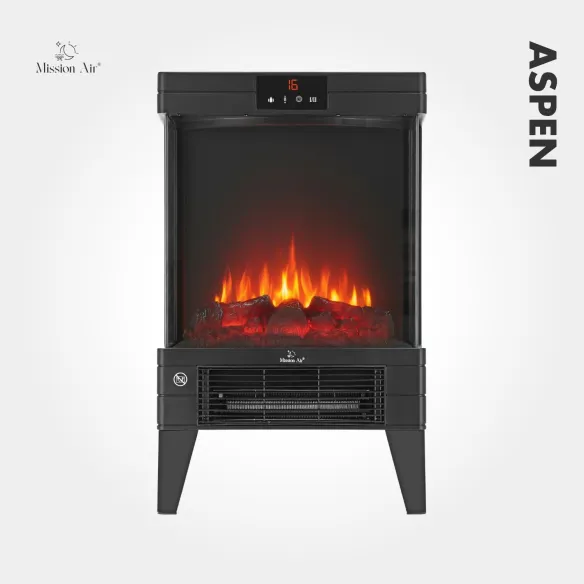 ASPEN 2000 W Electric Fireplace | Flame Effect, Black