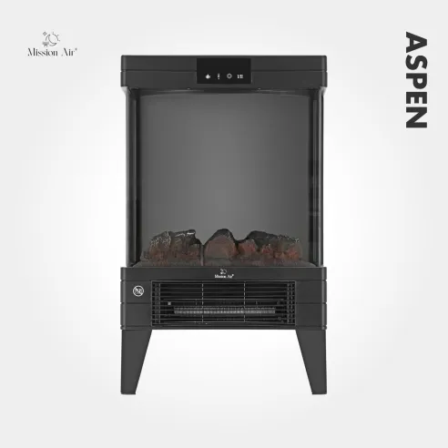 ASPEN 2000 W Electric Fireplace | Flame Effect, Black