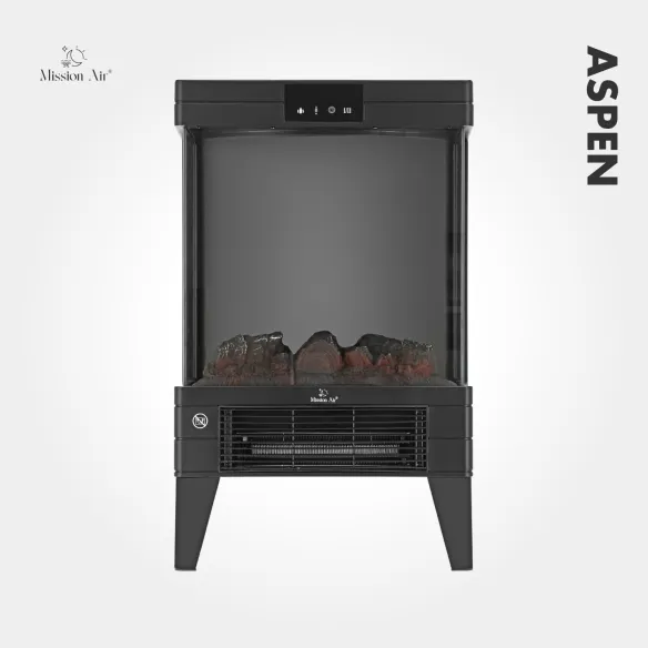 ASPEN 2000 W Electric Fireplace | Flame Effect, Black