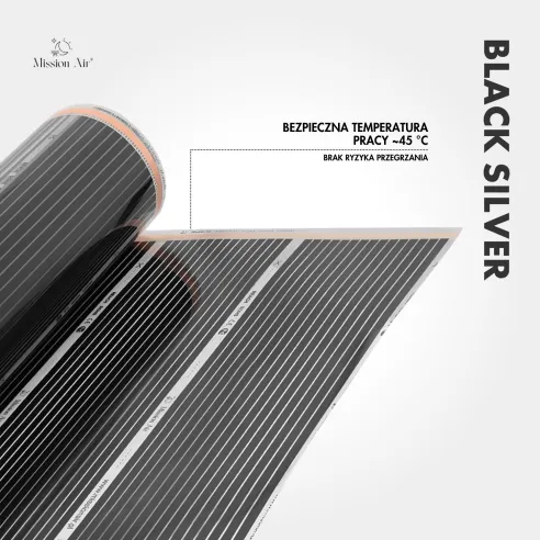 Black Silver 160 W/m² Infrared Heating Film Set | 50 cm Width