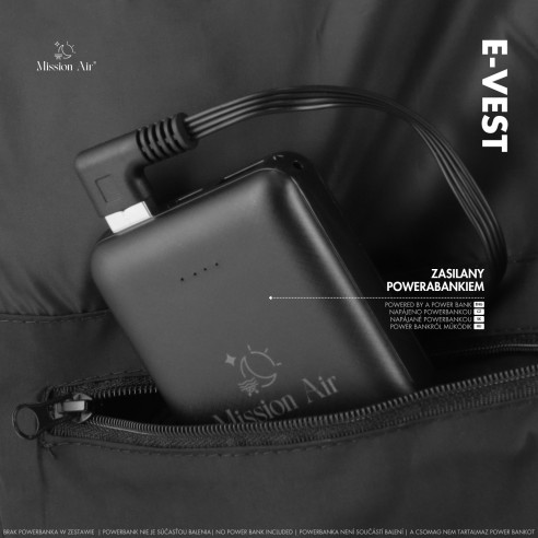 Powerbank w kieszeni kamizelki E-VEST