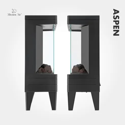 ASPEN 2000 W Electric Fireplace | Flame Effect, Black