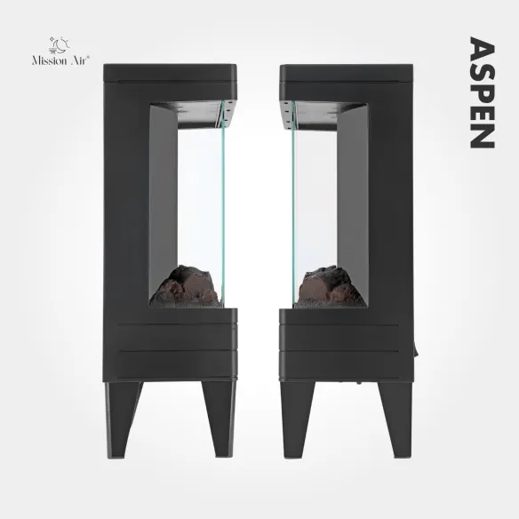 ASPEN 2000 W Electric Fireplace | Flame Effect, Black