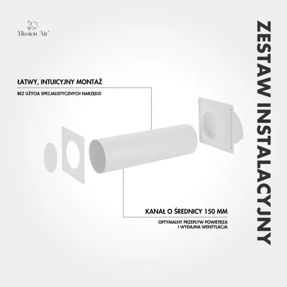 Zestaw instalacyjny do klimatyzatora rura odprowadzająca 13 cm z adapterem