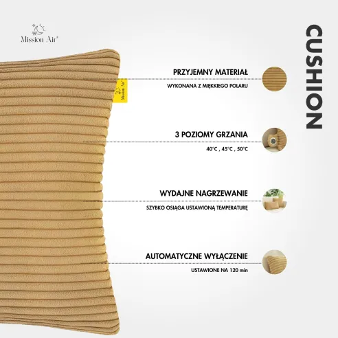 Poduszka grzewcza CUSHION 50×30 cm elektryczna informacje i parametry