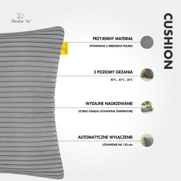Poduszka grzewcza CUSHION 40×40 cm beżowa informacje i parametry