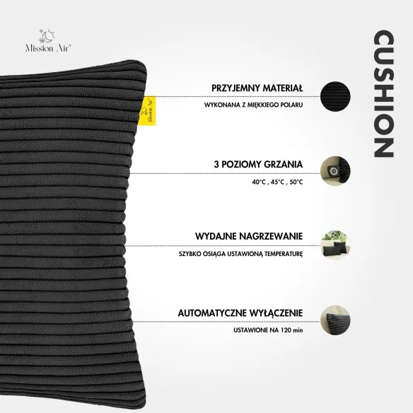 CUSHION 40 × 40 cm Heated Cushion | Electric, Black