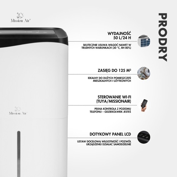 PRODRY 50 L/24 h Dehumidifier | Home Use, for up to 125 m²