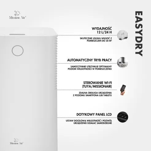 EASYDRY 12 L/24 h Dehumidifier | Home Use, for up to 30 m²