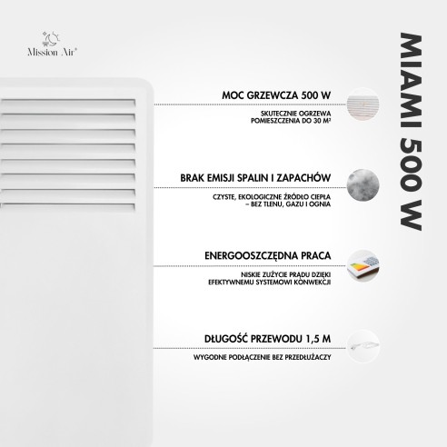 MIAMI 500 W Convector Heater | Electric, White