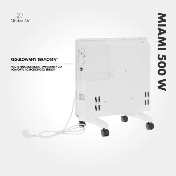Grzejnik konwektorowy MIAMI 500 W | Elektryczny, Biały