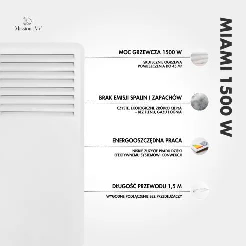 MIAMI 1500 W Convector Heater | Electric, White