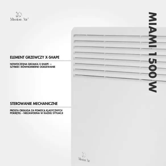 MIAMI 1500 W Convector Heater | Electric, White