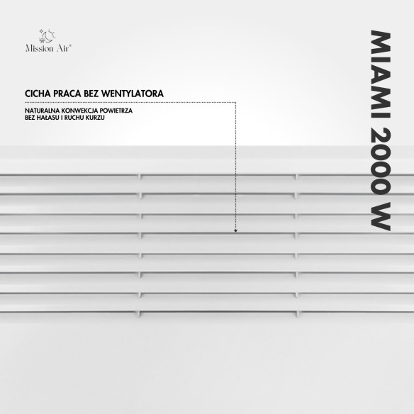 Grzejnik konwektorowy MIAMI 2000 W | Elektryczny, Biały