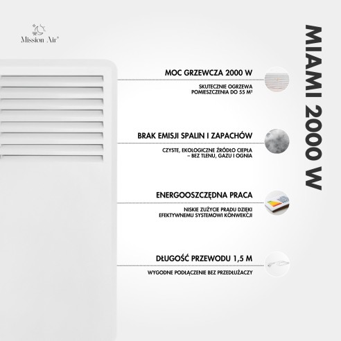 MIAMI 2000 W Convector Heater | Electric, White