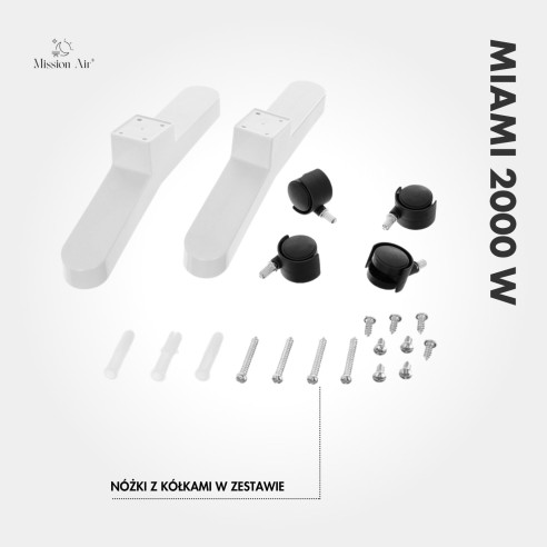 Grzejnik konwektorowy MIAMI 2000 W | Elektryczny, Biały