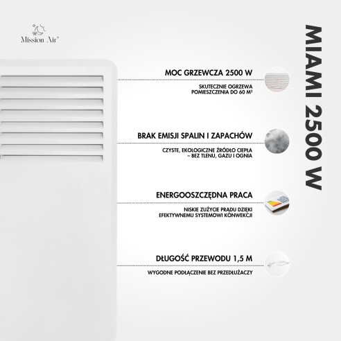 MIAMI 2500 W Convector Heater | Electric, White