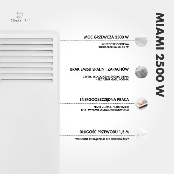 MIAMI 2500 W Convector Heater | Electric, White