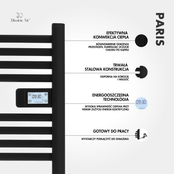 PARIS 500 W Bathroom Ladder Heater | Black