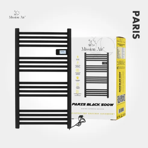 Grzejnik drabinkowy łazienkowy PARIS 500 W | Czarny
