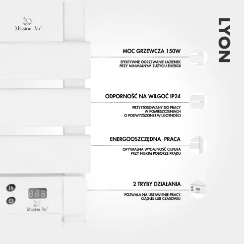 LYON 150 W Bathroom Ladder Heater | White