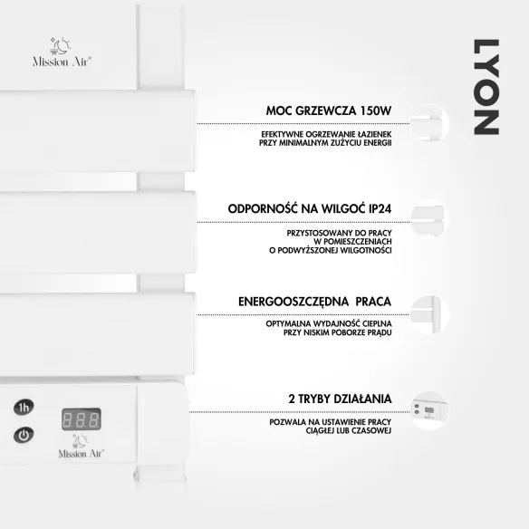 LYON 150 W Bathroom Ladder Heater | White