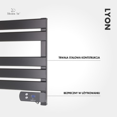 Grzejnik drabinkowy łazienkowy LYON 150 W | Czarny