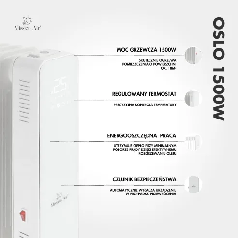 Grzejnik olejowy OSLO 2000 W – opis funkcji i parametrów