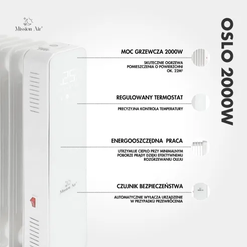 OSLO 2000 W Oil-Filled Radiator | WiFi, Electric, White