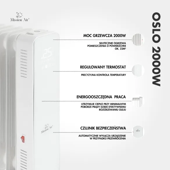 OSLO 2000 W Oil-Filled Radiator | WiFi, Electric, White