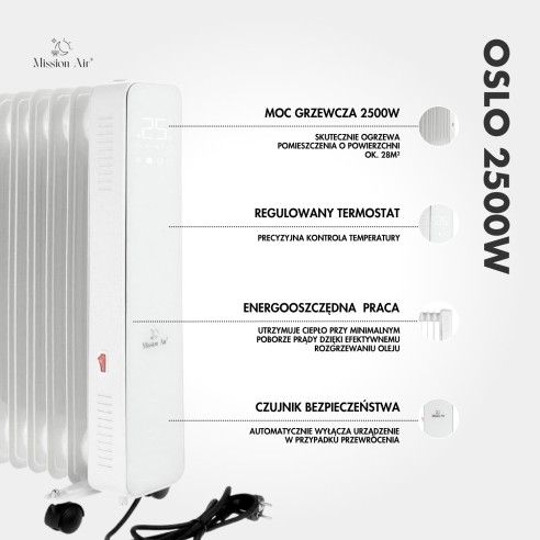 OSLO 2500 W Oil-Filled Radiator | WiFi, Electric, White
