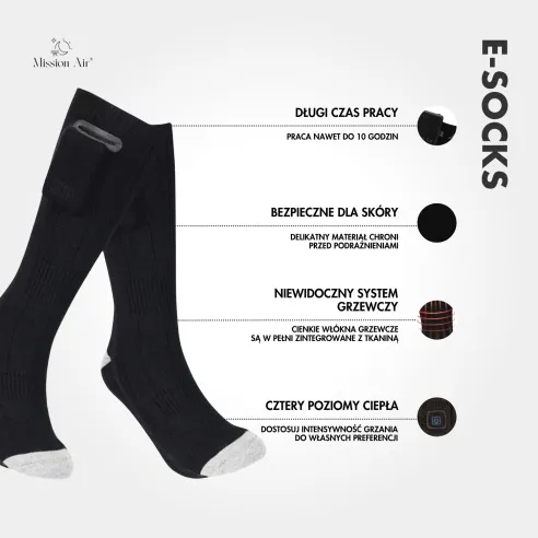E-SOCKS Heated Winter Socks | USB, Up to –10 °C, Unisex