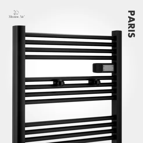 Wieszak na grzejnik drabinkowy czarny zamontowany na drabince